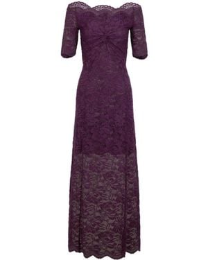 Rabanne Rabanne Short Sleeve Lace Maxi Dress - Purple