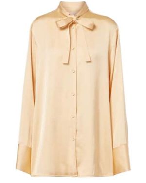 Jil Sander Bow-Detail Satin Blouse - Natural