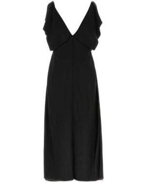 Jil Sander V-Neck Ruffle-Detailed Dress - Black