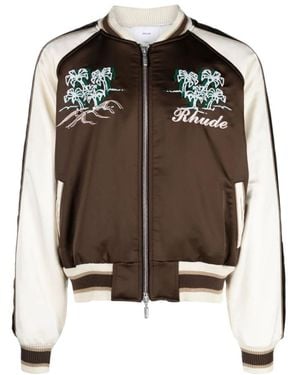 Rhude Crepe Satin Souvenir Bomber - Brown