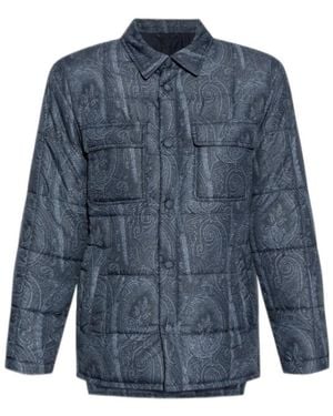 Etro Grosgrain Quilted Overshirt - Blue