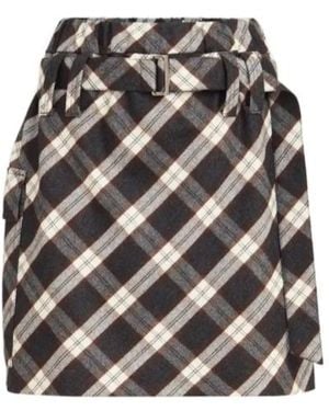 Brunello Cucinelli Virgin Wool Prince Of Wales Flannel Utility Mini Skirt - Grey