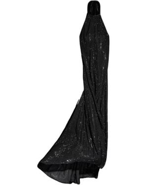 Gucci Embroidered Silk Stretch Chiffon Long Dress - Black