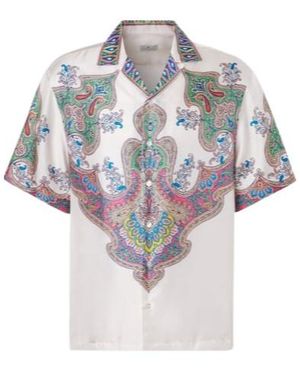 Etro Paisley Silk Twill Bowling Shirt - White