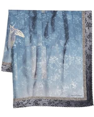 Pierre Louis Mascia Cialda Floral-Print Scarf - Blue