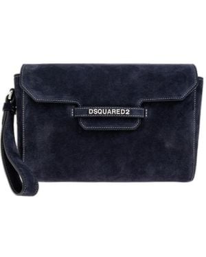DSquared² Logo-Lettering Clutch Bag - Blue