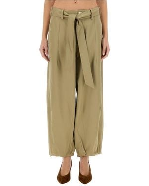 Alysi Belted Straight-Leg Trousers - Green