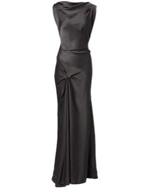 Victoria Beckham Posy Draped Gathered Crepe Satin Gown - Black