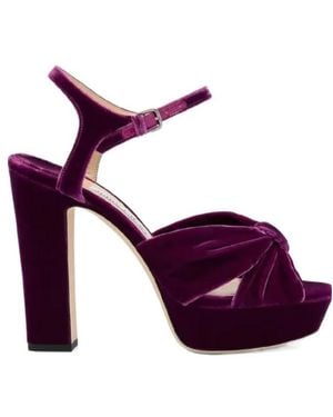 Jimmy Choo 120Mm Heloise Velvet Sandals - Purple