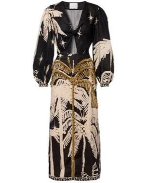 Johanna Ortiz Linen Maxi Dress - Black