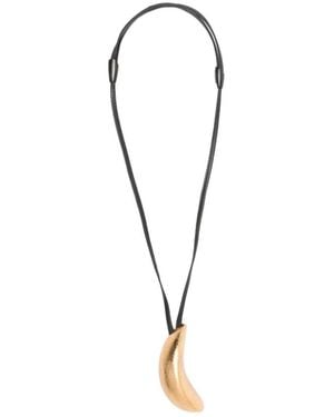 Monies Curved Pendant Necklace - Metallic