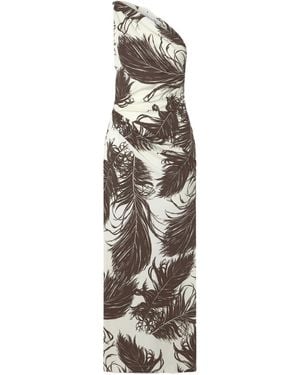 Oscar de la Renta Milano Printed Jersey Gown - White