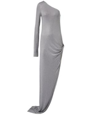 The Attico Crystal-Embellished One-Shoulder Gown - Grey