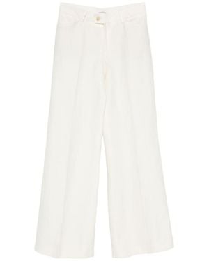 Closed Pressed-Crease Wide-Leg Trousers - White