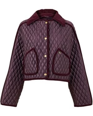 Burberry Floriston Diamond-Quilted Structured Quilted Jacket - Purple