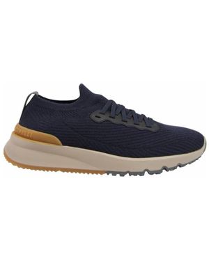 Brunello Cucinelli Logo Low-Cut Trainers - Blue
