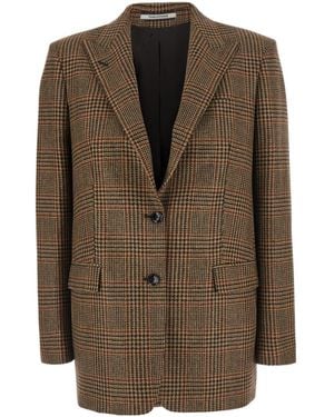 Tagliatore Single-Breasted Houndstooth Blazer - Brown
