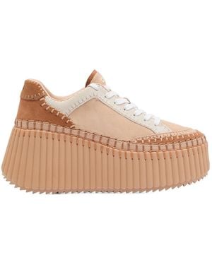 Chloé Color-Blocked Thick-Soled Moccasin Platform Shoes - Natural
