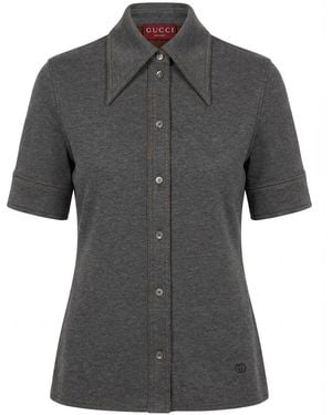 Gucci Collared Short-Sleeve Shirt - Grey