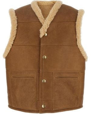 Celine Sleevless Leather Vest - Brown