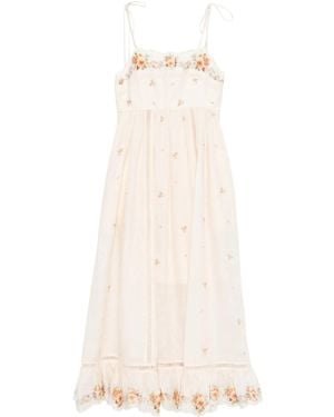 Zimmermann Embroidered Linen Maxi Dress - White