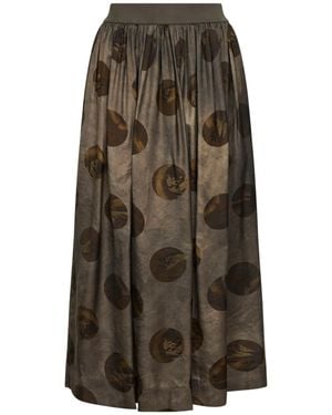 Uma Wang Elastic Waist Printed Skirt - Brown