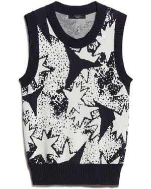 Weekend by Maxmara Jacquard Patterned Knitted Vest - Black