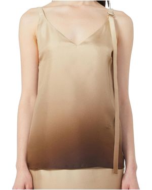 Sportmax Tie-Dyed V-Neck Top - Brown