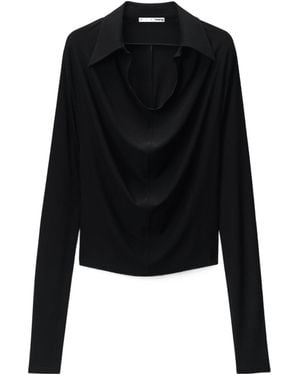 Alexander Wang Cowl Placket Top - Black