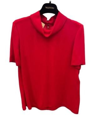 Valentino Georgette Short-Sleeved Top - Red