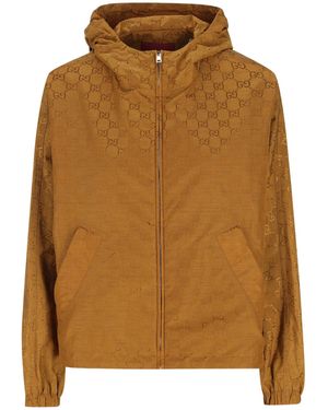 Gucci Monogrammed Zip-Up Jacket - Brown