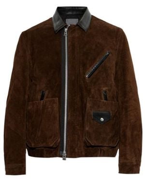 Sacai Long-Sleeve Leather Jacket - Brown