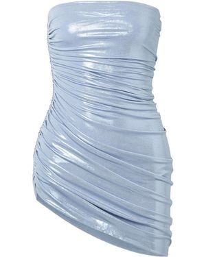 Norma Kamali Strapless Diana Pickleball Dress - Blue