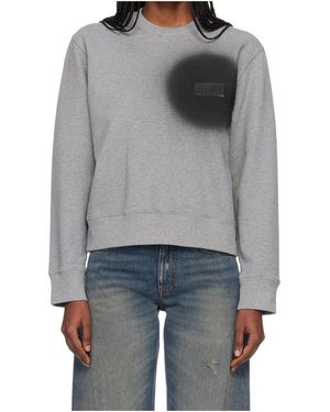 MM6 by Maison Margiela Spray Print Long-Sleeve Crew Neck Sweatshirt - Grey