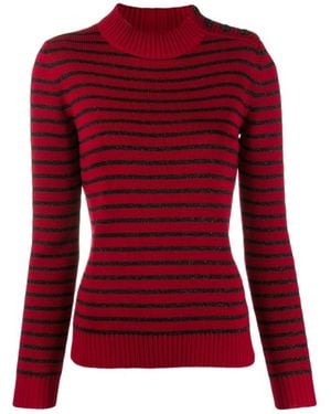 Saint Laurent Striped Knit Jumper - Red