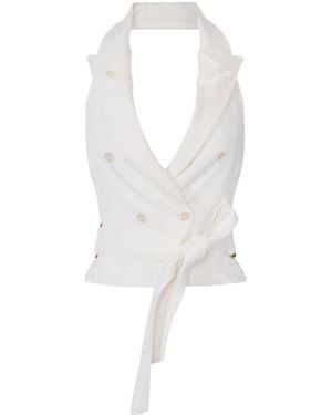 Elisabetta Franchi V-Neck Belted Vest - White