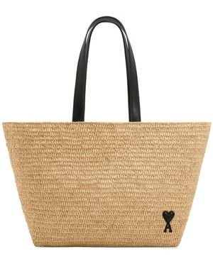 Ami Paris Ami Woven Logo Tote Bag - Natural