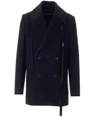 Ann Demeulemeester Double-Breasted Short Coat - Blue