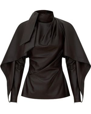 Zimmermann Valiant Draped Leather Top - Black