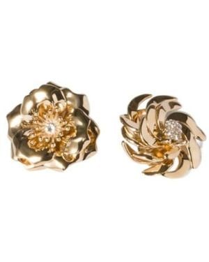 Miu Miu Metal Earrings With Crystals - Metallic