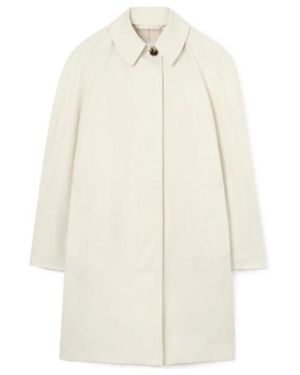 Burberry Mid-Length Ruched Gabardine Car Coat - White