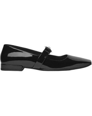 Versace Gianni Ribbon Square-Toe Ballerina Shoes - Black
