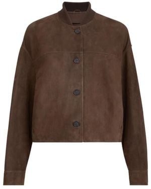 Brunello Cucinelli Couture Suede Outerwear Jacket With Monili - Brown