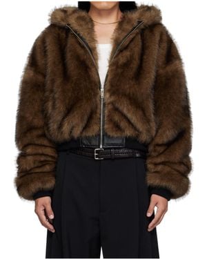 Lu'u Dan Yeti Outlaw Zippered Faux Fur Casual Jacket - Brown