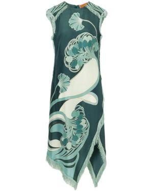 La DoubleJ Fringed Floral Dress - Green