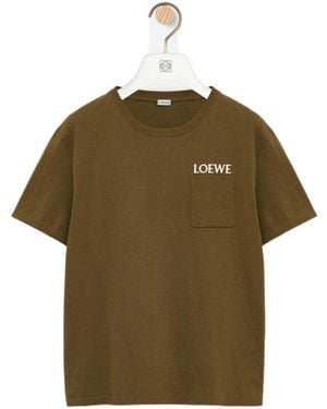 Loewe Logo Embroidered Crewneck T-Shirt - Green