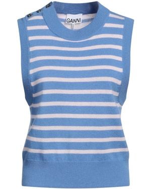 Ganni Striped Sleeveless Knit Top - Blue