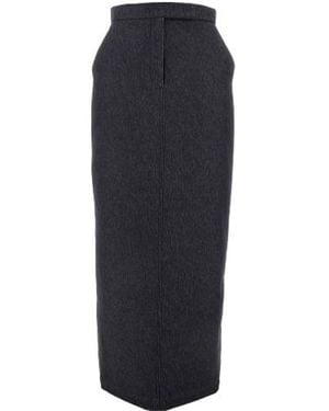 Max Mara Pianosa Button Detailed Back-Slit Skirt - Blue
