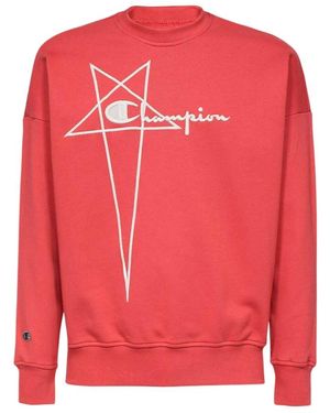 Rick Owens X Champion Logo Embroidered Crewneck Sweatshirt - Pink