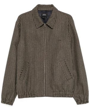 A.P.C. Gingham-Check Zip-Up Jacket - Green
